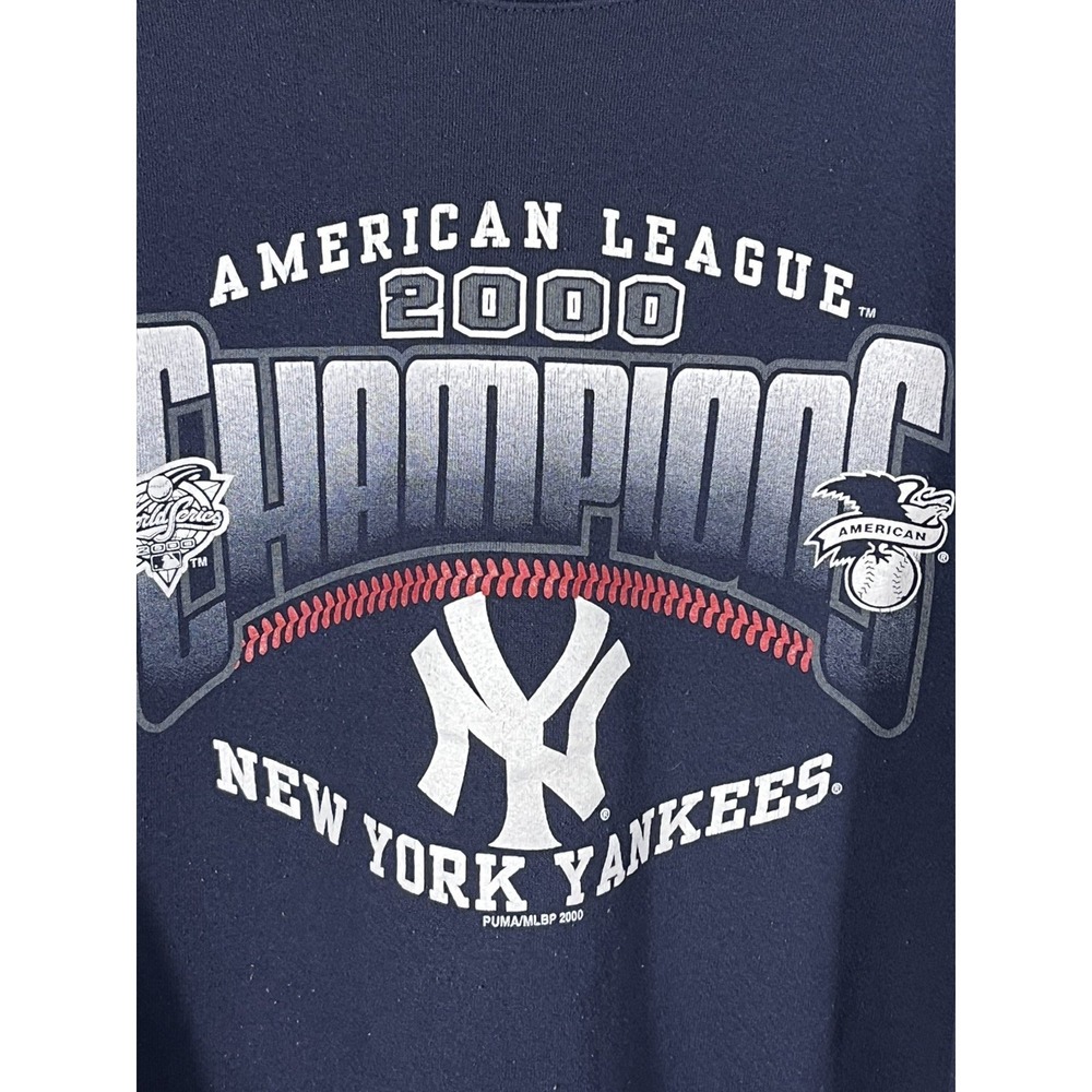 Vintage Y2K Puma New York Yankees Sweatshirt 2000 AL Champs Men's Large Navy (H) - Picture 2 of 8